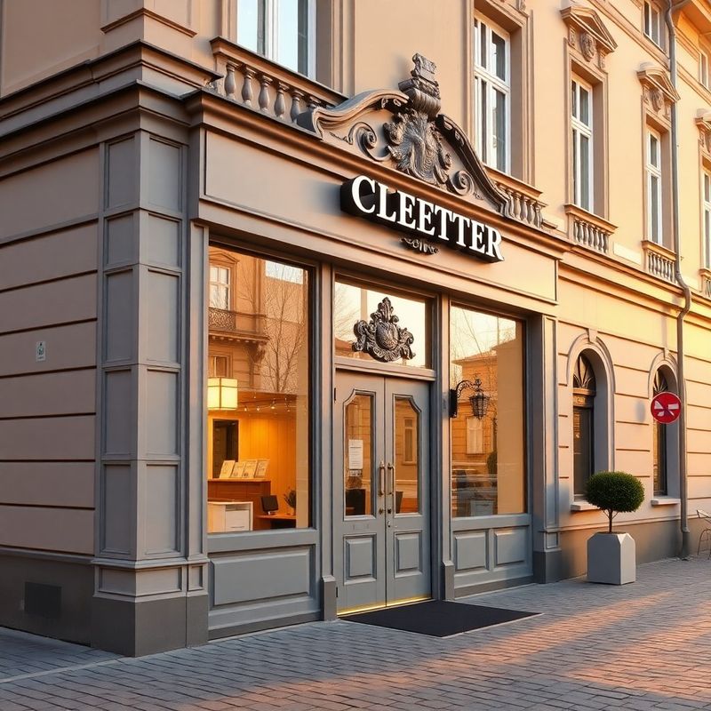 Vstup do kanceláře na Lannově třídě v Českých Budějovicích v ranním světle